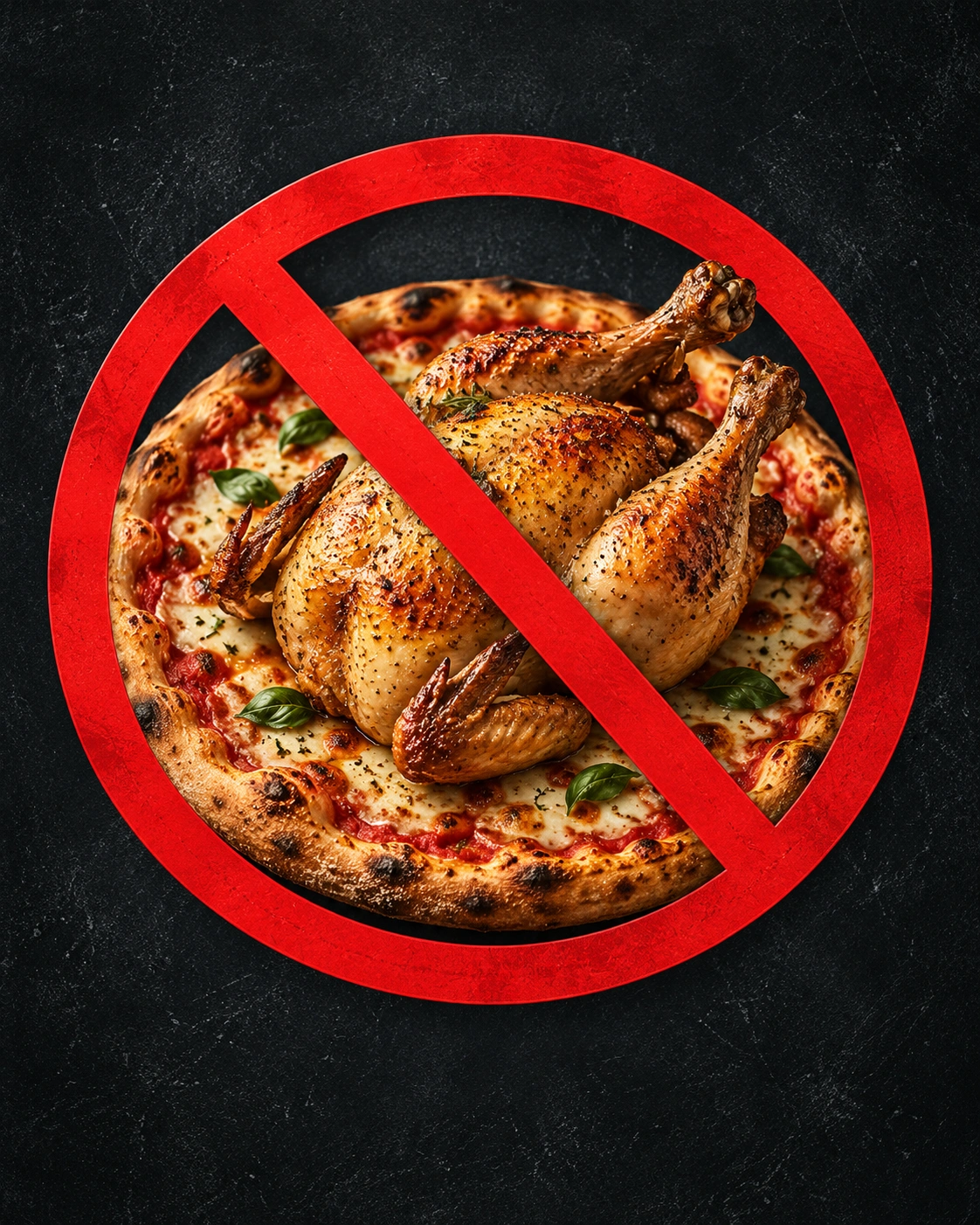 No pollo en pizza